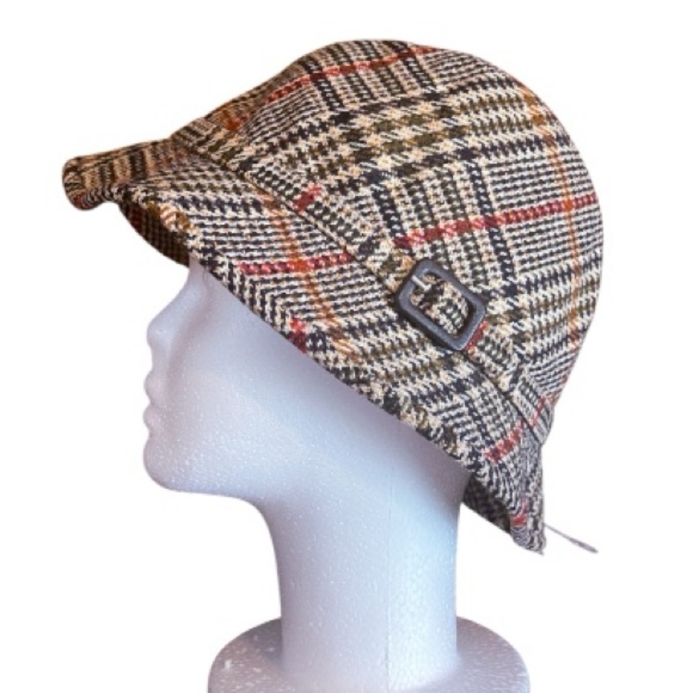 🇬🇧VINTAGE Dunn & Co. 100% Wool Brown Houndstooth Bucket Hat size: 7 1/8 Women’s